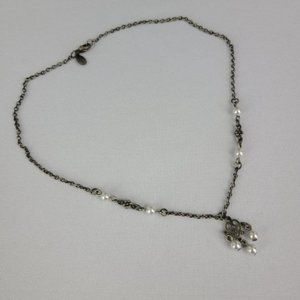 MYKA Silver Tone Faux Pearl Dainty Necklace